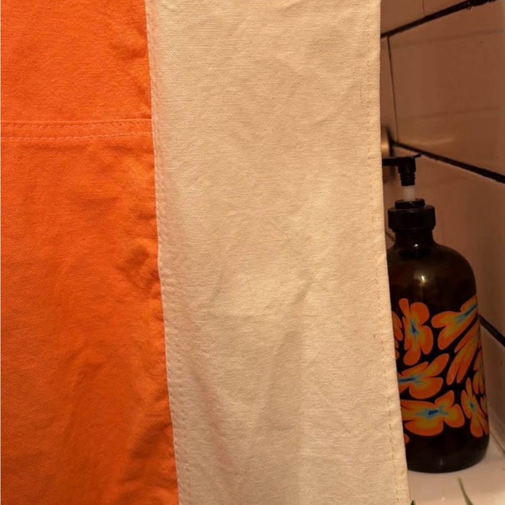 Orange and White Shower Curtain - Picture 2 of 3